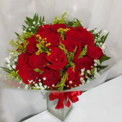 BOUQUET COM ROSAS IMPORTADAS COLOMBIANAS / VERMELHAS / 20 UNIDADES