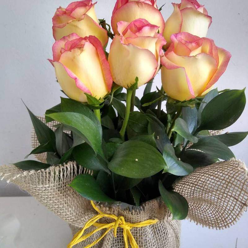 Floricultura Belas Artes | Arranjo Com 06 Rosas - Amarelas