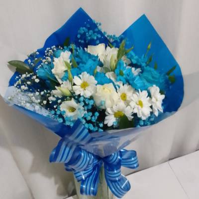 BOUQUET MISTO FLORES DO CAMPO MISTAS E ROSAS / AZUIS / UNICO