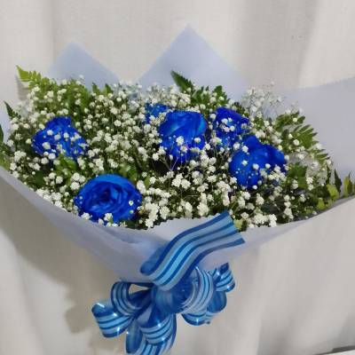 BOUQUET COM ROSAS AZUIS / AZUIS / 06 UNIDADES