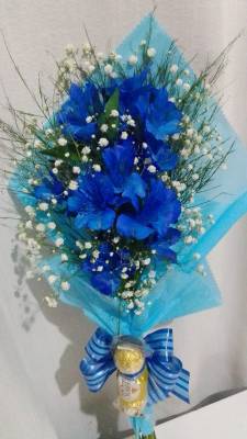 BOUQUET MISTO MINI BUQUÊ COM ASTROMELIAS / AZUIS / UNICO